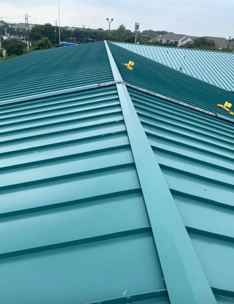 Green commercial metal roof ridge and valley for Metal Roof Repair in Willington